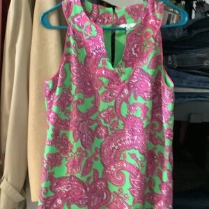 Crown & Ivy Pink and Green Paisley Midi Dress‎